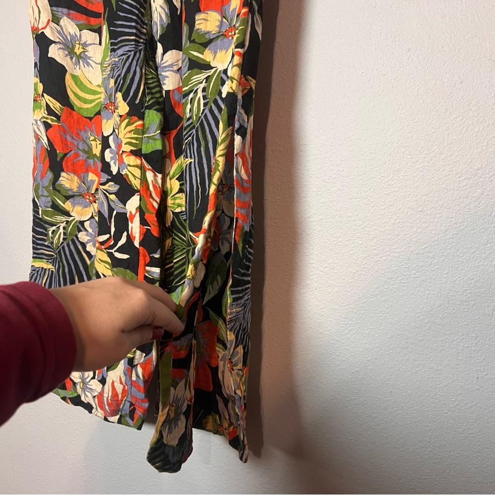 C&C California Tropical Print Wide Leg Pants Womens Size Small Linen Blend - Picture 5 of 11